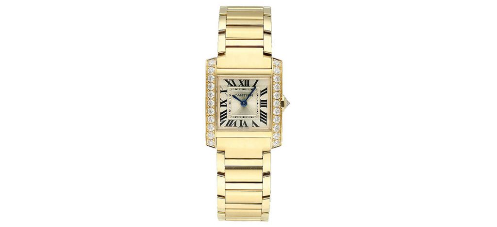 Cartier Tank Louis Large Silver Dial Yellow Gold Leather Strap Women's  Watch WGTA0067