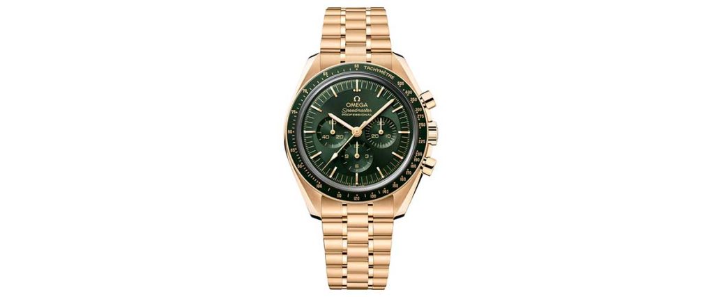 Omega Speedmaster Moonwatch Professional Master Chronometer Moonshine Gold Green Dial on Bracelet